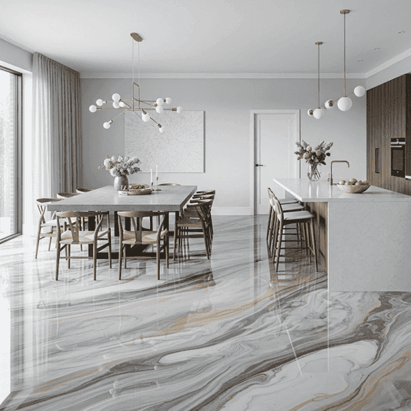 Sol de cuine en résine époxy fait pour un particulier